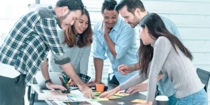 Group of professionals working on a task